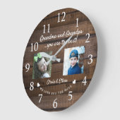 Beste Oma und Opa Großkinder 2 Foto Holz Große Wanduhr (Winkel)