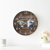 Beste Oma und Opa Großkinder 2 Foto Holz Große Wanduhr (Zuhause)