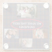 Beste Oma White Schriftart 4 Fotos Karierter Hinte Glasuntersetzer (Rückseite)