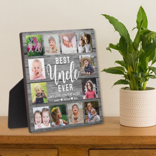 Beste Onkel je Graues Holz 12 FotoCollage Fotoplatte