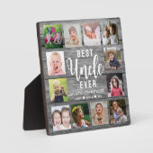 Beste Onkel je Graues Holz 12 FotoCollage Fotoplatte (Vorderseite)