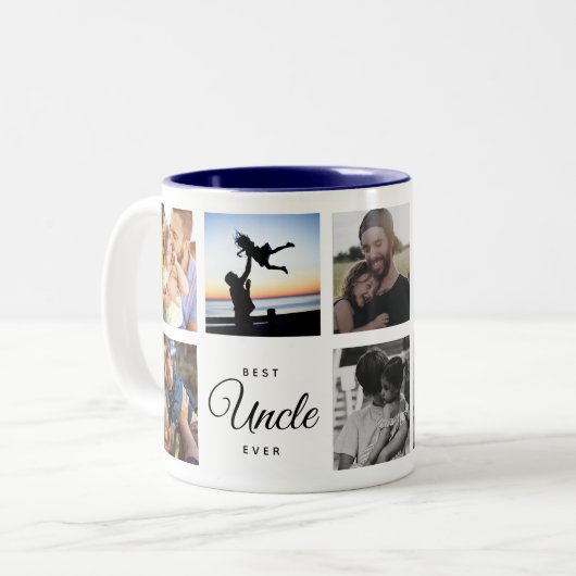 Beste Onkel je Moderne, trendige Familie Foto Coll Zweifarbige Tasse (Vorderseite Links)