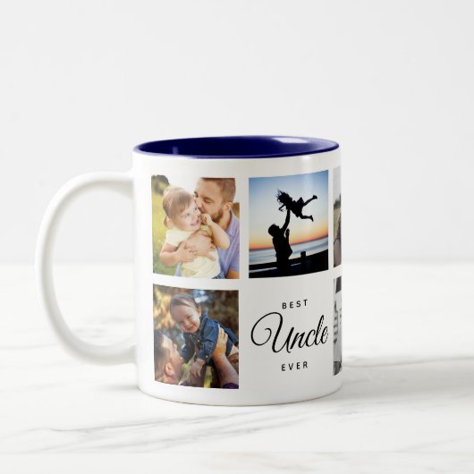 Beste Onkel je Moderne, trendige Familie Foto Coll Zweifarbige Tasse (Links)
