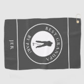 Beste Opa by Par Golfer Mit Monogramm Sportgrau Golfhandtuch (Horizontal)