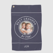 Beste Opa by Par Golfer Modernes Foto Geschenk Bla Golfhandtuch (Vorderseite)