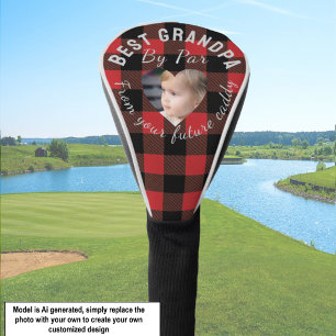 Beste Opa Custom Kids Foto Rotes Buffalo Kariert Golf Headcover