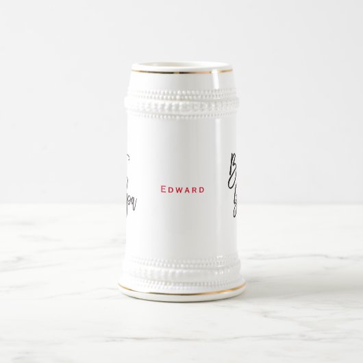 Beste Opa Geschenkname Schwarze Skripttypografie Bierglas (Mittel)