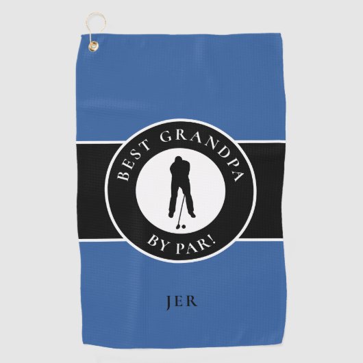 Beste Opa Golfer Mit Monogramm Sportschwarz Blau Golfhandtuch (Vorderseite)