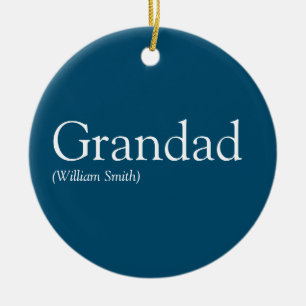 Beste Opa, Großmutter, Papa Definition Blau Keramik Ornament