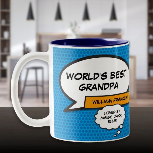 Beste Opa, Großvater, Großer Spaß blau Zweifarbige Tasse