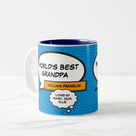 Beste Opa, Großvater, Großer Spaß blau Zweifarbige Tasse (Vorderseite Links)