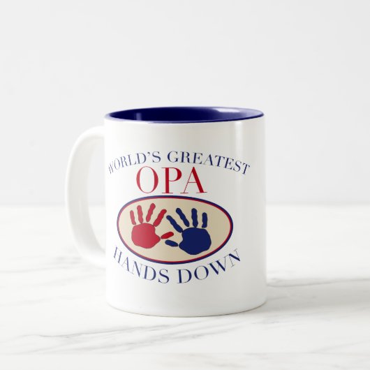 Beste Opa Hände unten Zweifarbige Tasse (Vorderseite Links)