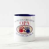 Beste Opa Hände unten Zweifarbige Tasse (Mittel)