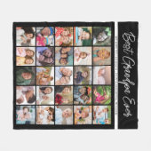 Beste Opa je 25 Foto Collage Schwarz-Weiß Fleecedecke (Vorderseite (Horizontal))