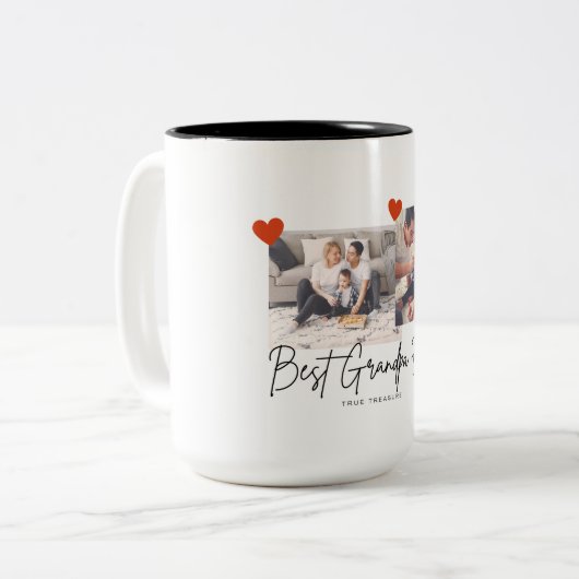 Beste Opa je 2 Foto Keepake-Skript weiße Tasse (Vorderseite Links)