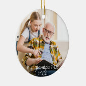 Beste Opa je 2-seitig 2-Foto Weihnachten Keramik Ornament (Rechts)