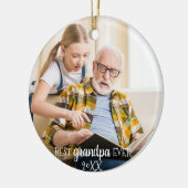 Beste Opa je 2-seitig 2-Foto Weihnachten Keramik Ornament (Links)