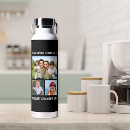 Beste Opa je 3 Foto Schwarz Trinkflasche