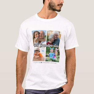 Beste Opa je 4 Foto Collage Personalisiert T-Shirt