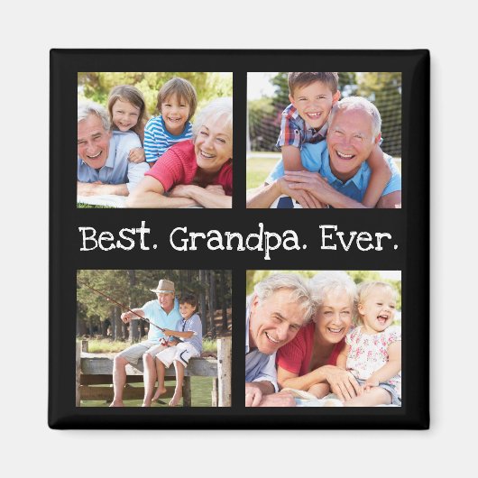 Beste Opa je 4 Foto Collage Spaß Keepake Magnet (Vorne)