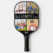 Beste Opa je 4 Foto Monogramm Farbe Pickleball Schläger (Vorderseite)