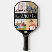 Beste Opa je 4 Foto Monogramm Farbe Pickleball Schläger (Rückseite)
