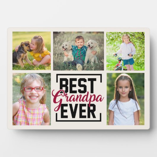 Beste Opa je 5 Familienfoto Collage Fotoplatte (Vorderseite)