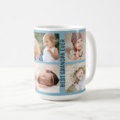 Beste Opa je 6 Foto Custom Collage blau Kaffeetasse (VorderseiteRechts)