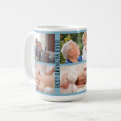 Beste Opa je 6 Foto Custom Collage blau Kaffeetasse (Vorderseite Links)