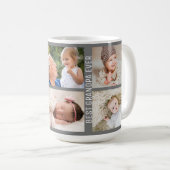 Beste Opa je 6 Foto Custom Collage Grau Kaffeetasse (VorderseiteRechts)