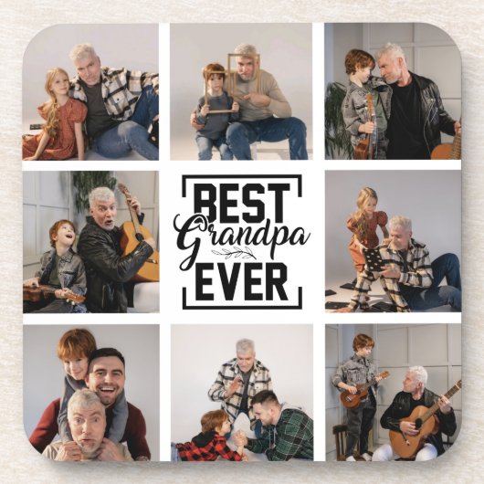 Beste Opa je 8 Foto Collage Getränkeuntersetzer (Vorderseite)