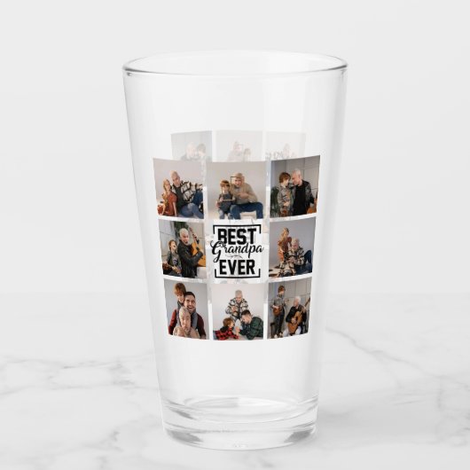 Beste Opa je 8 Foto Collage Glas (Vorderseite)