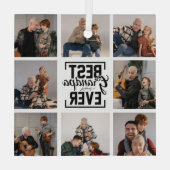 Beste Opa je 8 Foto Collage Glass Ornament (Rückseite)