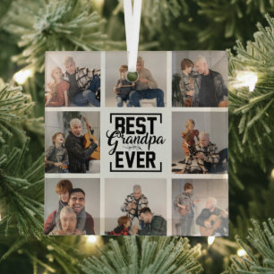 Beste Opa je 8 Foto Collage Glass Ornament Aus Glas