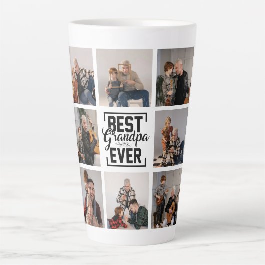 Beste Opa je 8 Foto Collage Latte Tasse (Vorderseite)
