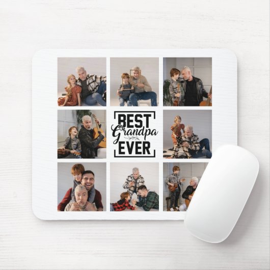 Beste Opa je 8 Foto Collage Mouse Pad Mousepad (Mit Mouse)