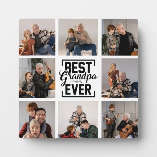 Beste Opa je 8 Foto Collage Plaque Fotoplatte (Vorderseite)
