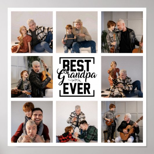 Beste Opa je 8 Foto Collage Poster (Vorne)