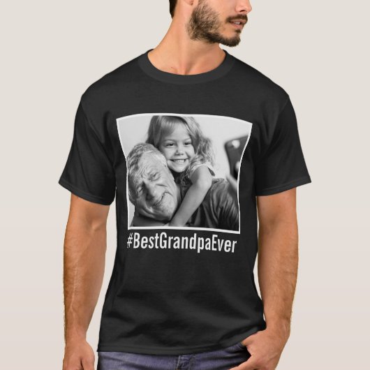 Beste Opa je benutzerdefiniertes Foto Black Hashta T-Shirt (Vorderseite)