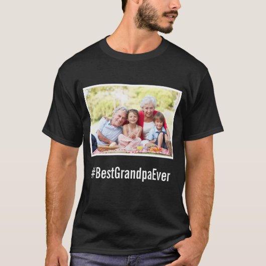 Beste Opa je benutzerdefiniertes Foto Black Hashta T-Shirt (Vorderseite)