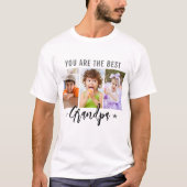 Beste Opa je Drei Foto individuelles Geschenk T-Shirt (Vorderseite)