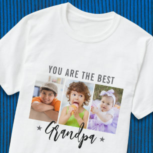 Beste Opa je Drei Foto individuelles Geschenk T-Shirt