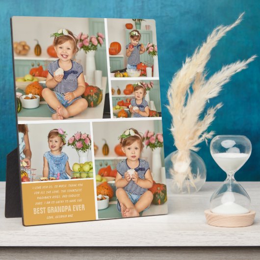 Beste Opa je | Farbblockfoto-Collage Fotoplatte (Seite)