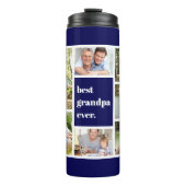 Beste Opa je Foto Collage Navy Blau Weiß Thermosbecher (Vorderseite)