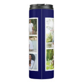 Beste Opa je Foto Collage Navy Blau Weiß Thermosbecher (Rückseite)