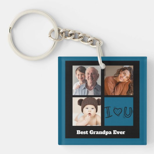 Beste Opa-je-Foto-Collage Schlüsselanhänger (Vorderseite)