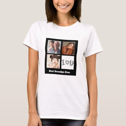 Beste Opa-je-Foto-Collage T-Shirt (Vorderseite)