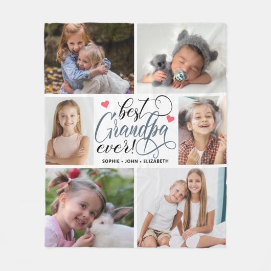 Beste Opa je FotoCollage Fleecedecke (Vorderseite)