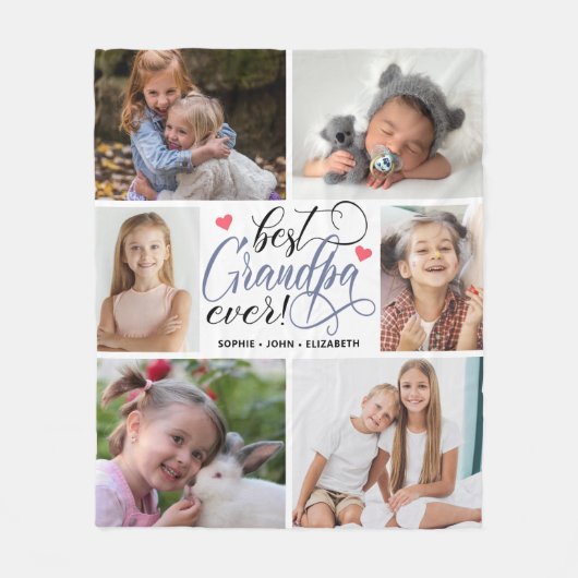 Beste Opa je FotoCollage Fleecedecke (Vorderseite)