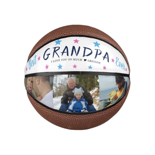 Beste Opa je | FotoCollage mit Handschrift Mini Basketball (Vorderseite)